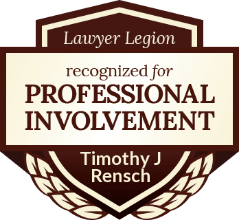 Timothy J Rensch recognized for professional involvement by Lawyer Legion badge