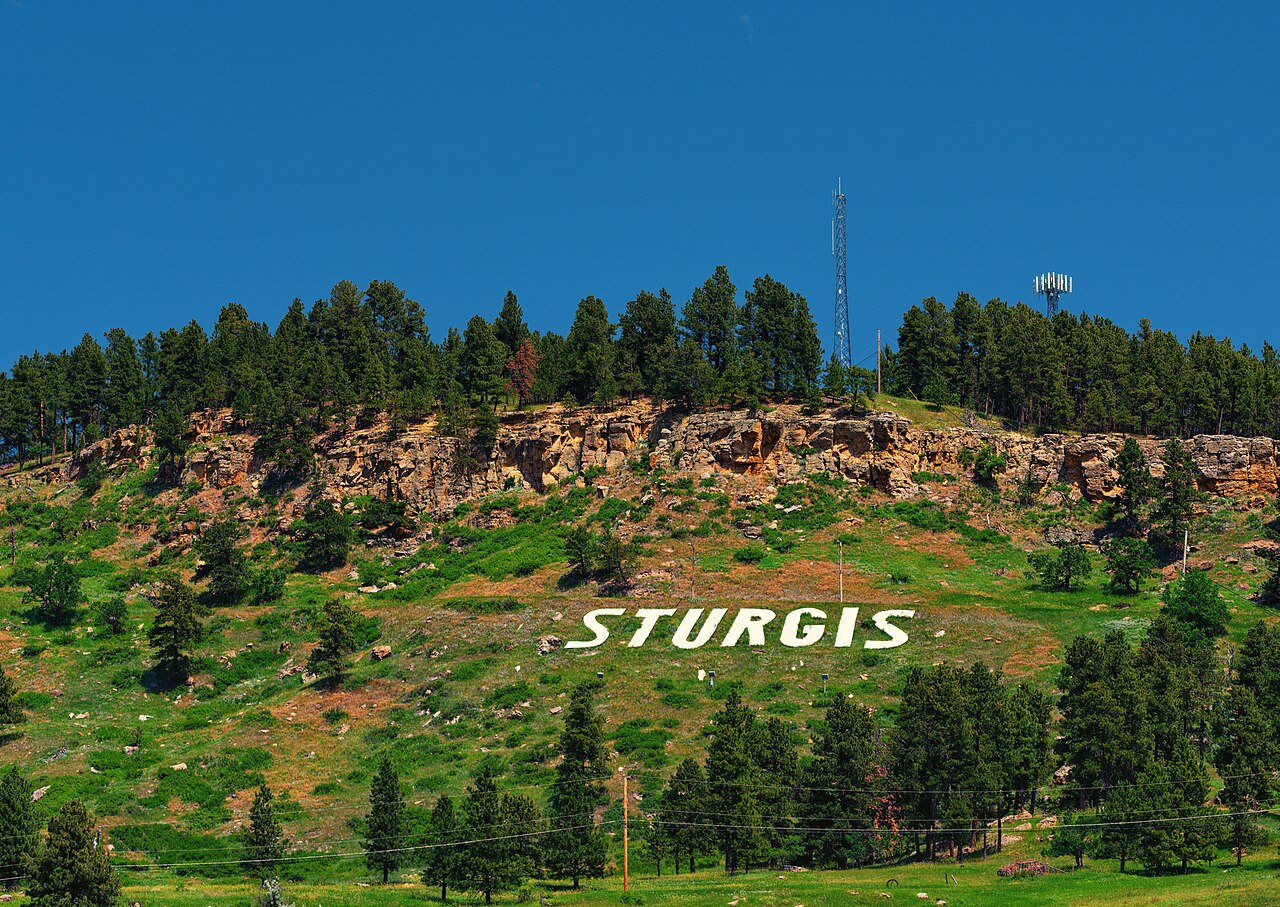 The Sturgis hillside sign in Sturgis, South Dakota.